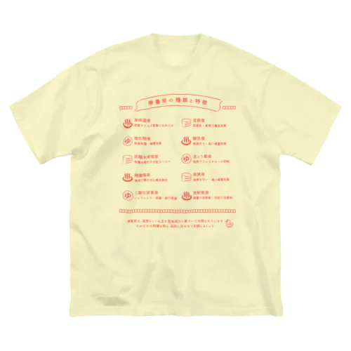 療養泉の種類と特徴（赤・前面） ビッグシルエットTシャツ