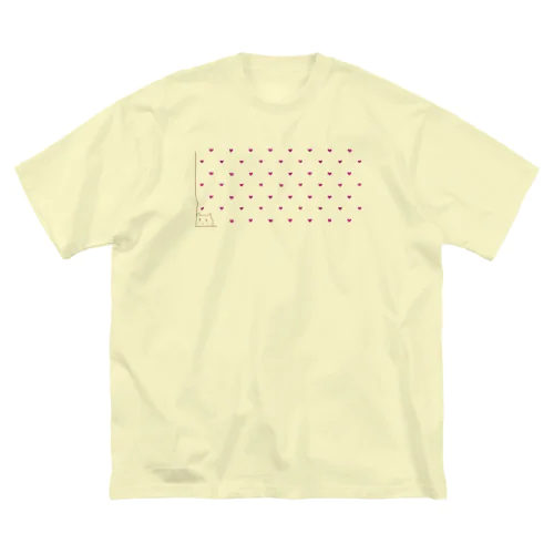 チラ猫ドットハート ビッグシルエットTシャツ