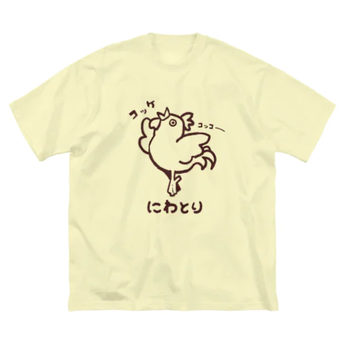 バレエしてそうなニワトリ(ver.赤めの線) ビッグシルエットTシャツ