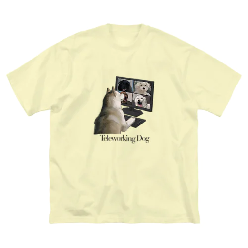 Teleworking Dog ビッグシルエットTシャツ