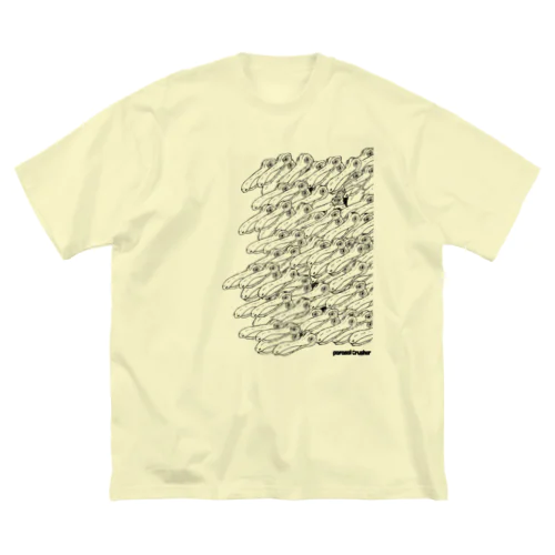 群れ (黒) ビッグシルエットTシャツ