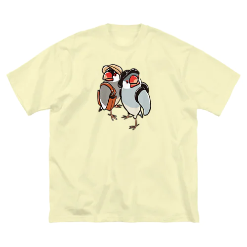 文鳥ちゃん知らない街を探検 ビッグシルエットTシャツ