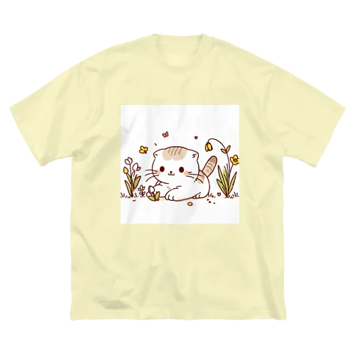 春☆子猫のスコティッシュフォールド◇シンプルライン Big T-Shirt