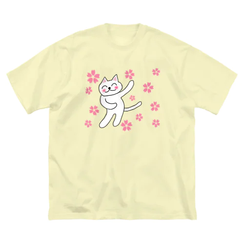 春うらら。浮かれニャンコ♫ ビッグシルエットTシャツ