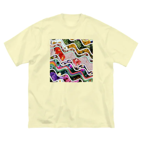 なみなみコラージュ　花2 ビッグシルエットTシャツ