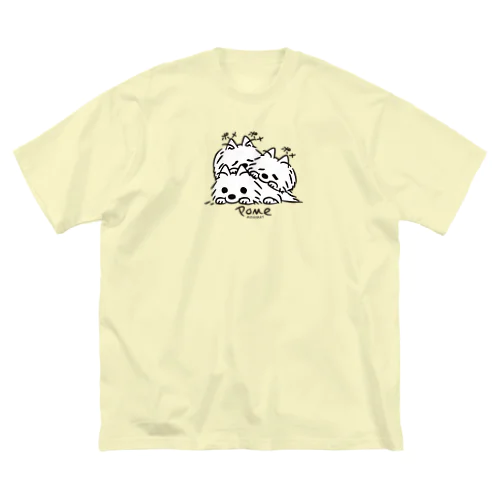  ポメラニアンとポメラニアンとポメラニアン M ビッグシルエットTシャツ