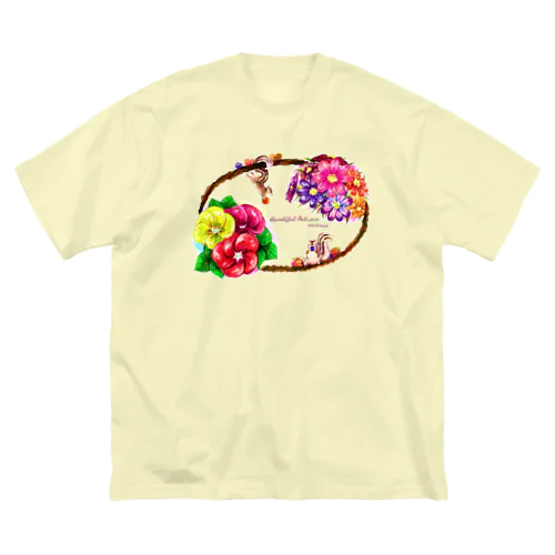 Beautiful Autumn 秋絵柄＋リス ビッグシルエットTシャツ