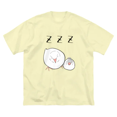 おねむなギンバトさんと文鳥さん ビッグシルエットTシャツ