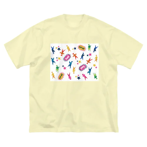 【白背景】ランダムPOP功夫ガール  ビッグシルエットTシャツ