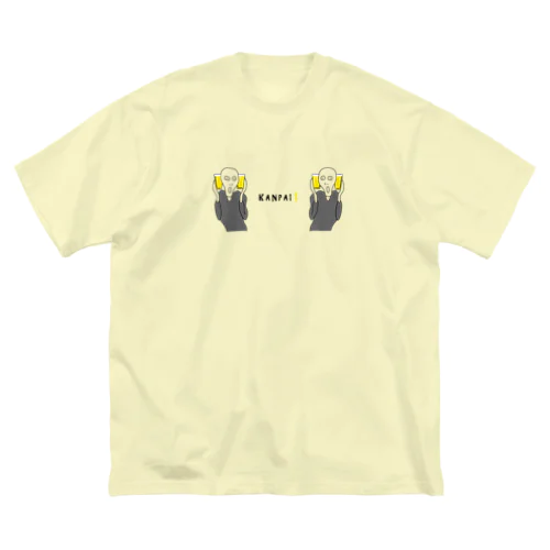 名画 × BEER（ムンクの叫び・Wムンク）黒線画 Big T-Shirt