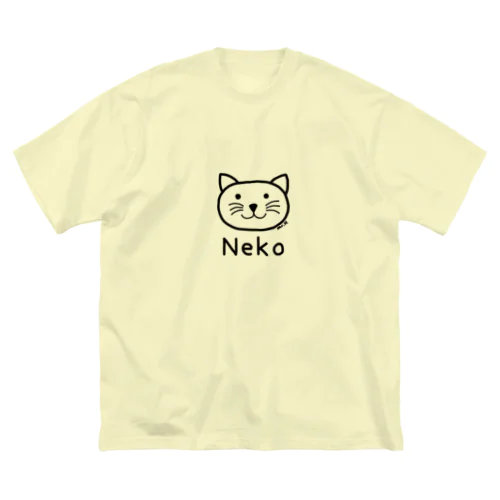 Neko (ネコ) 黒デザイン Big T-Shirt