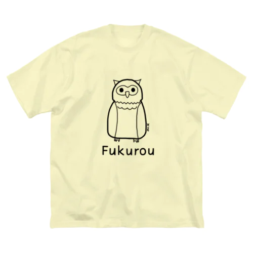 Fukurou (フクロウ) 黒デザイン ビッグシルエットTシャツ