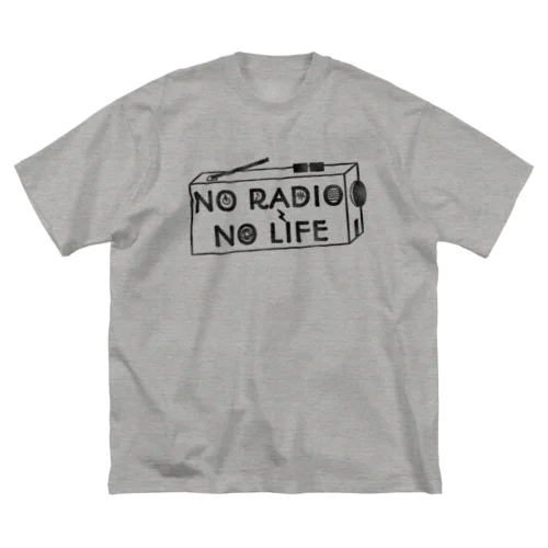 NO RADIO NO LIFE(ブラック) ビッグシルエットTシャツ