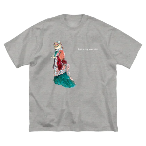 【Prairie dog lover×Art】お洒落な女性（文字白） ビッグシルエットTシャツ