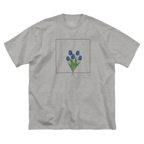 blue tulip bouquet , logo flame ビッグシルエットTシャツ