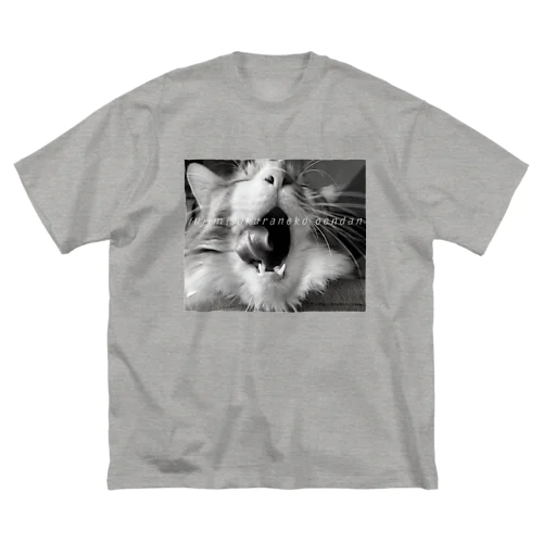 猫のあくびダイナミックTシャツ ビッグシルエットTシャツ