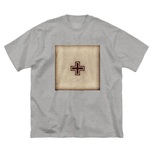 昭和レトロな赤い十字架デザイン ビッグシルエットTシャツ