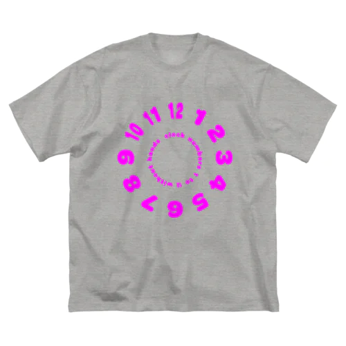 clock numbers 1 to 12 without hands【Tshirt】【Design Color : Pink】【Design Print : Front】 ビッグシルエットTシャツ