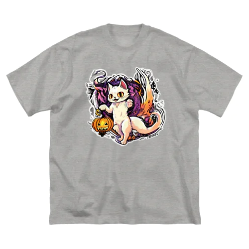 化け猫さん（白背景） ビッグシルエットTシャツ