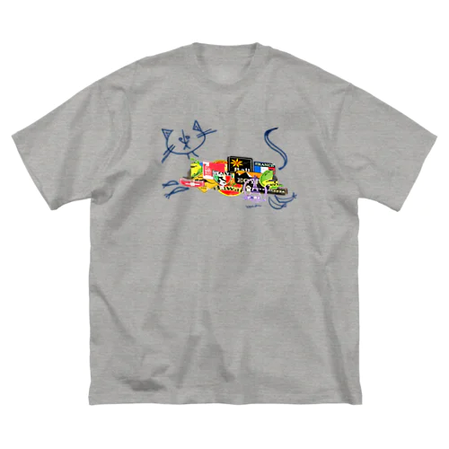 100万回逃げたネコ ビッグシルエットTシャツ