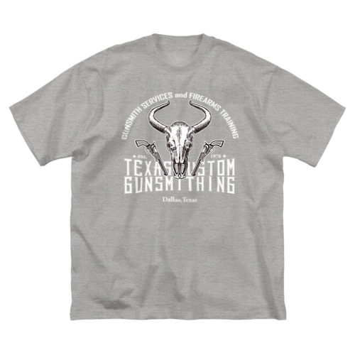 TEXAS CUSTOM GUNSMITHING BULL SKULL_No.4 WHITE Big T-Shirt