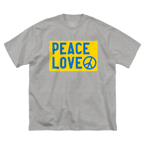 ウクライナ色PEACE LOVEピースマーク（Peace symbol） ビッグシルエットTシャツ