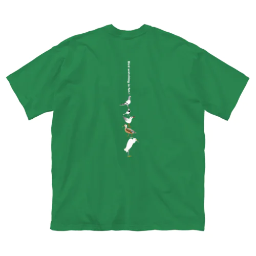 Let's enjoy bird watching ! 濃い色用 背面イラスト ビッグシルエットTシャツ