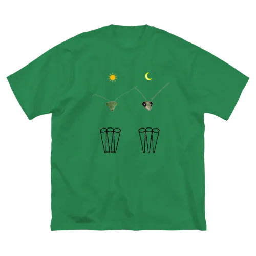 カマキリの昼と夜の複眼（絵文字、背景透過ver） ビッグシルエットTシャツ