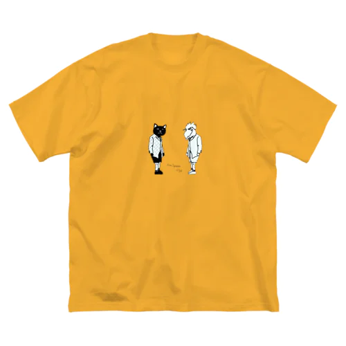 B_Lack_Cat&Mr.CHICKENHEART ビッグシルエットTシャツ