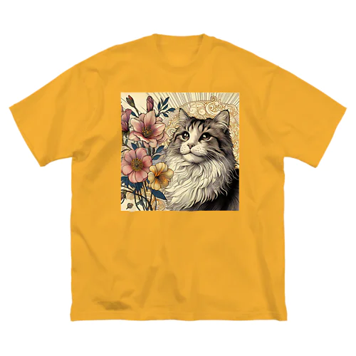 アールヌーボーな猫ちゃぁぁん ビッグシルエットTシャツ