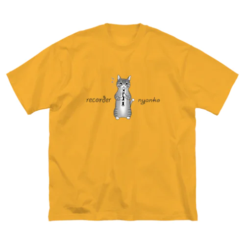 リコーダーを吹く猫　recorder　nyanko ビッグシルエットTシャツ