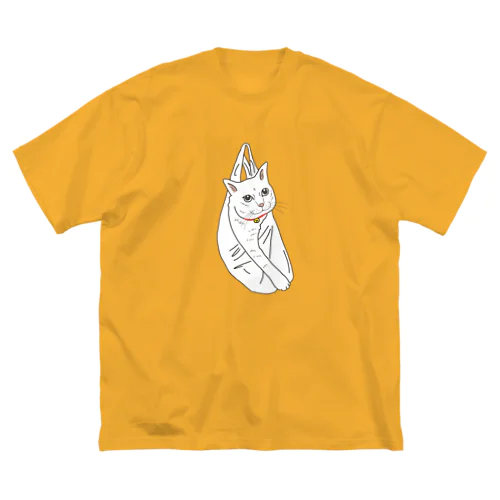 ビニール袋に入った猫 ビッグシルエットTシャツ