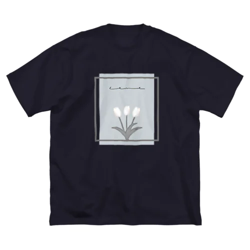 baby gray blue × white flower*** ビッグシルエットTシャツ