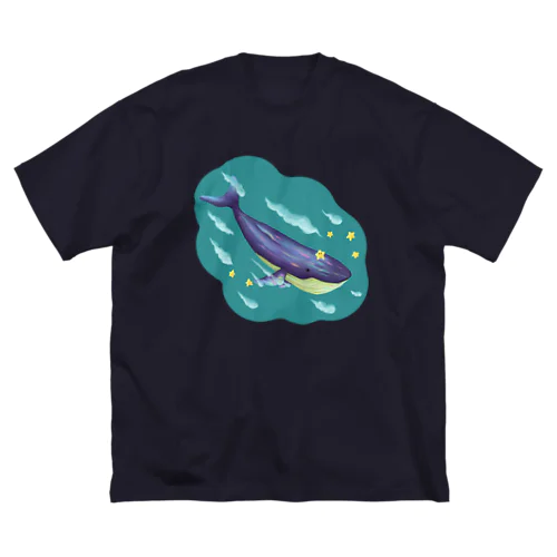 星と泳ぐシロナガスクジラ ビッグシルエットTシャツ