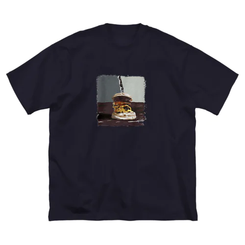 油絵風ハンバーガー ビッグシルエットTシャツ