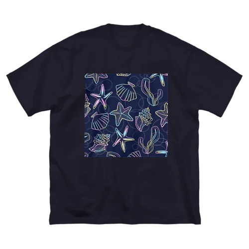 shells(ネイビー×オーロラ) ビッグシルエットTシャツ