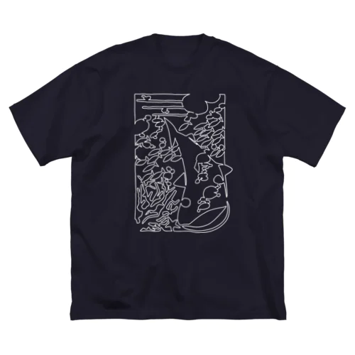 ひとふでの海（ホワイト） ビッグシルエットTシャツ