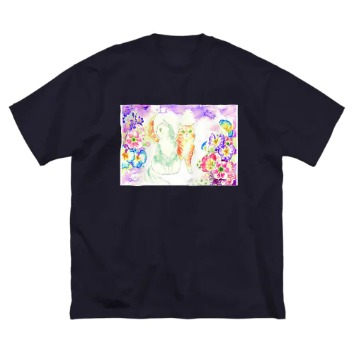 ねことお花の絵 Big T-Shirt