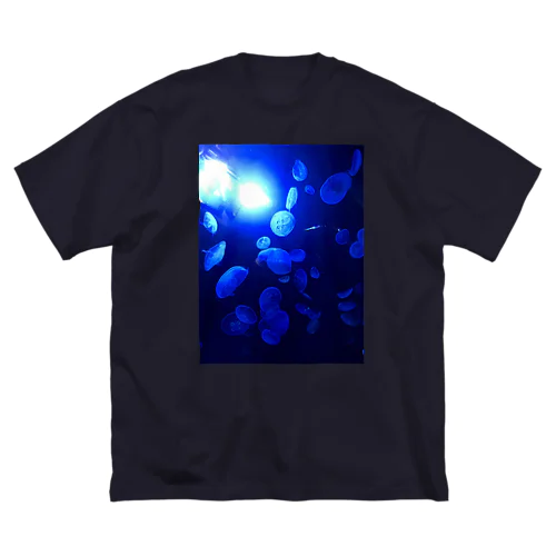 幻想的 クラゲ 青 ビッグシルエットTシャツ