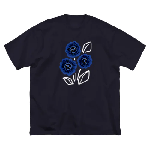 少し怪しい青い花 ビッグシルエットTシャツ