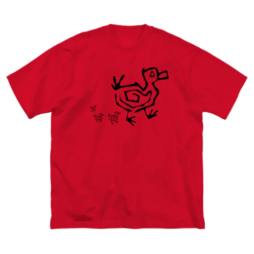 鴨 (黒) ビッグシルエットTシャツ