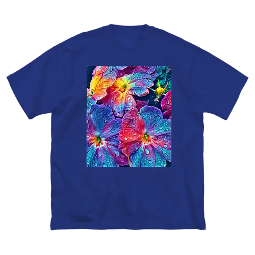 Red & Blue flowers ビッグシルエットTシャツ