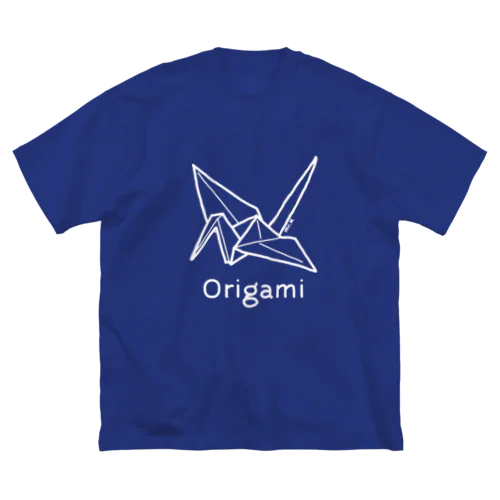 Origami (折り紙鶴) 白デザイン ビッグシルエットTシャツ