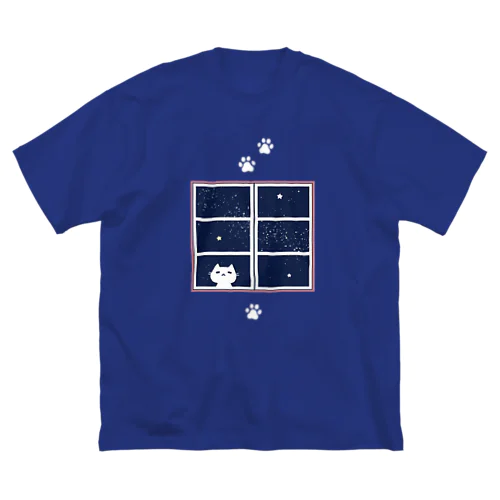 夜空見上げるねこ ビッグシルエットTシャツ