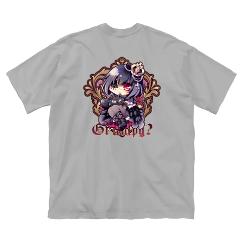 不機嫌と王冠とお猫さま（For Backprint） ビッグシルエットTシャツ