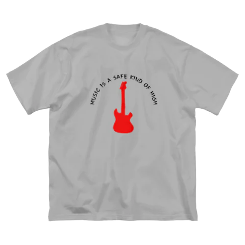 赤いギター Music is a safe…ギタリスト名言　黒 Big T-Shirt