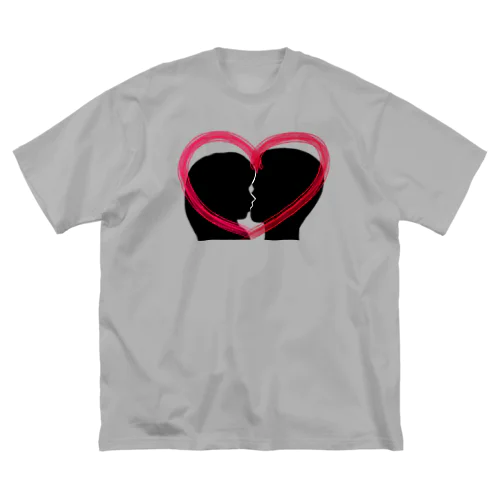 Silhouette of kiss with heart♥① Big T-Shirt