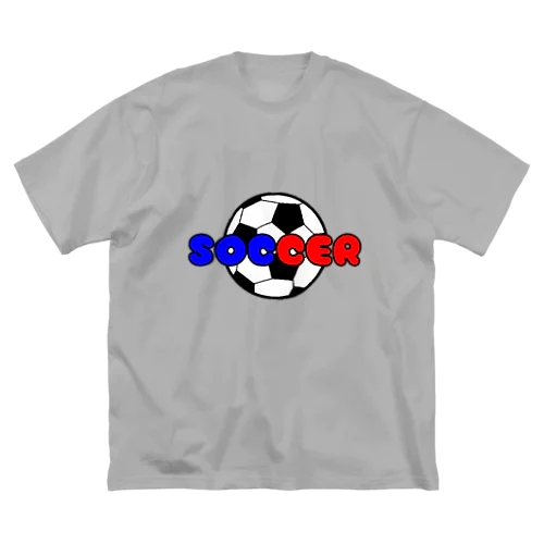 サッカーボール柄（赤/青） ビッグシルエットTシャツ