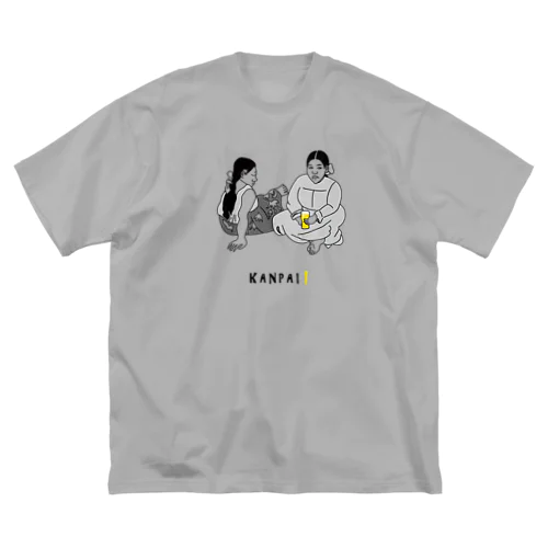 名画 × BEER（タヒチの女）黒線画 Big T-Shirt