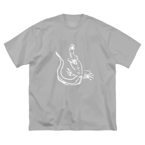 【白】ヘソ天オオトカゲ / HESOTEN VARANUS ビッグシルエットTシャツ